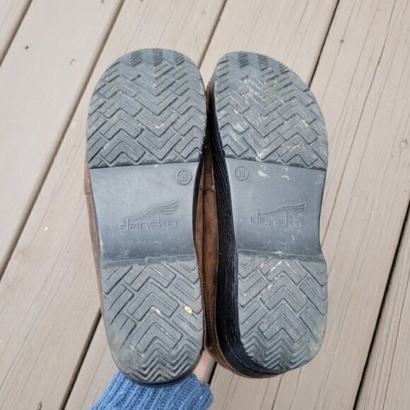Dansko Professional Pepper Brown Oiled Leather Platform Distressed Clogs 39 - Picture 6 of 10